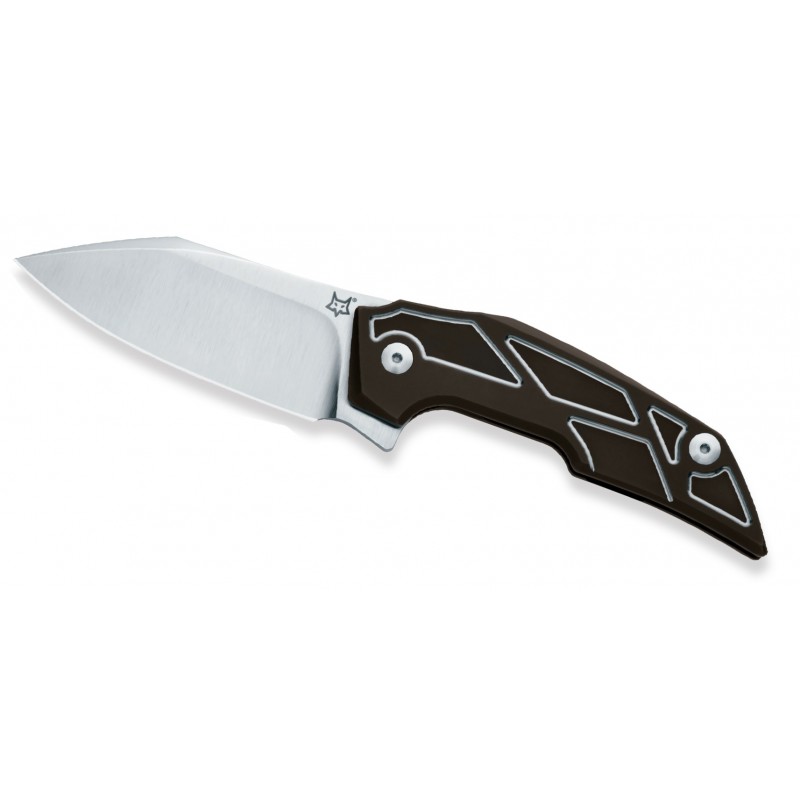 Couteau Fox Phoenix, couteau militaire avec manche en titane anodisé marron, Design Tashi Bharucha