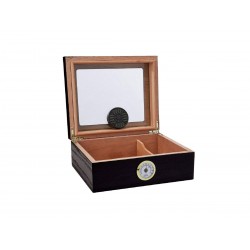Cigar humidifier Quality Importers Capri black glasstop for 25 - 50 cigars, wooden table Humidor