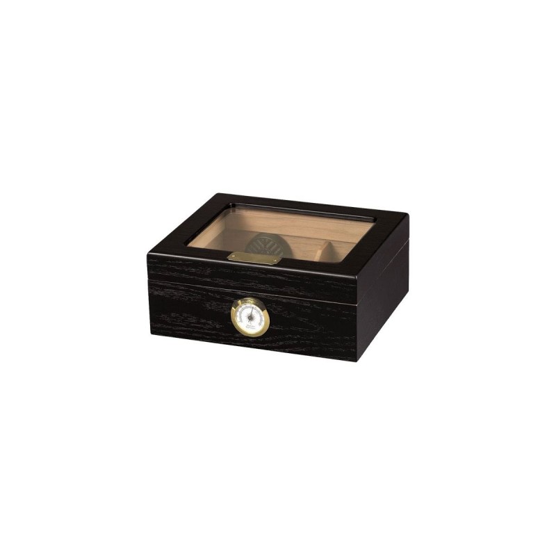 Cigar humidifier Quality Importers Capri black glasstop for 25 - 50 cigars, wooden table Humidor