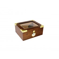 Cigar humidifier Quality Importers Capri Elegant glasstop for 25 - 50 cigars, wooden table Humidor