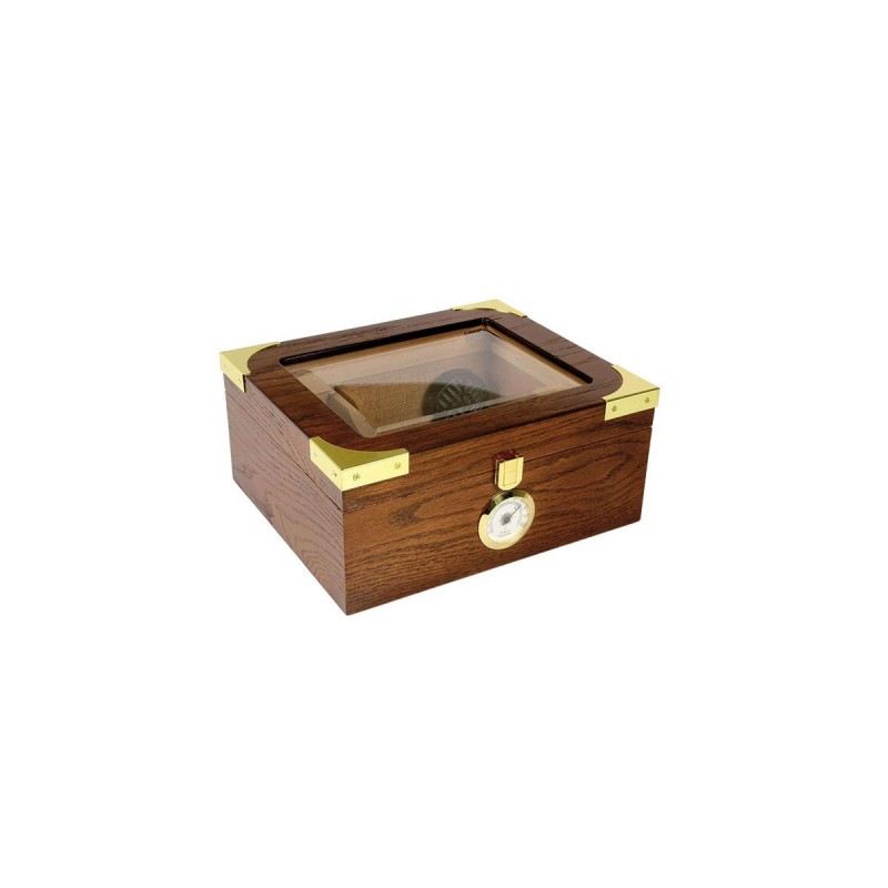Cigar humidifier Quality Importers Capri Elegant glasstop for 25 - 50 cigars, wooden table Humidor