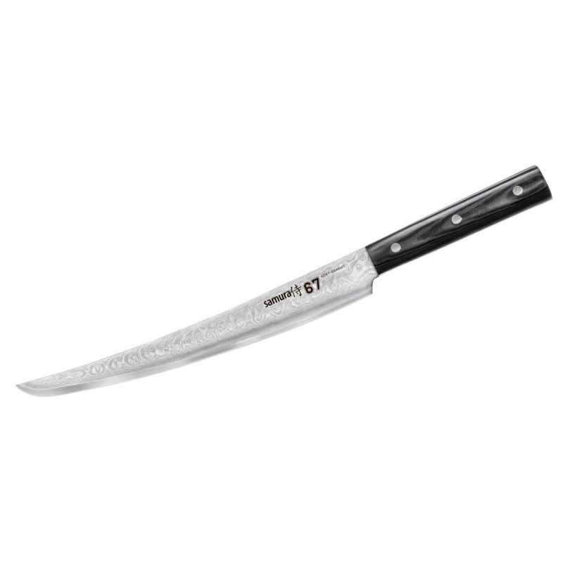 Samura Damascus 67 knife, fillet knife with Tanto blade. 23 cm