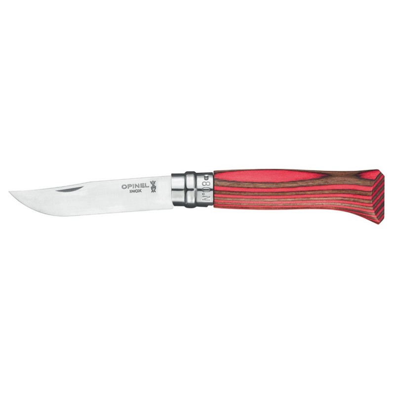 Opinel Tradizione Lusso N°08 Inox Betulla Lamellare Rossa