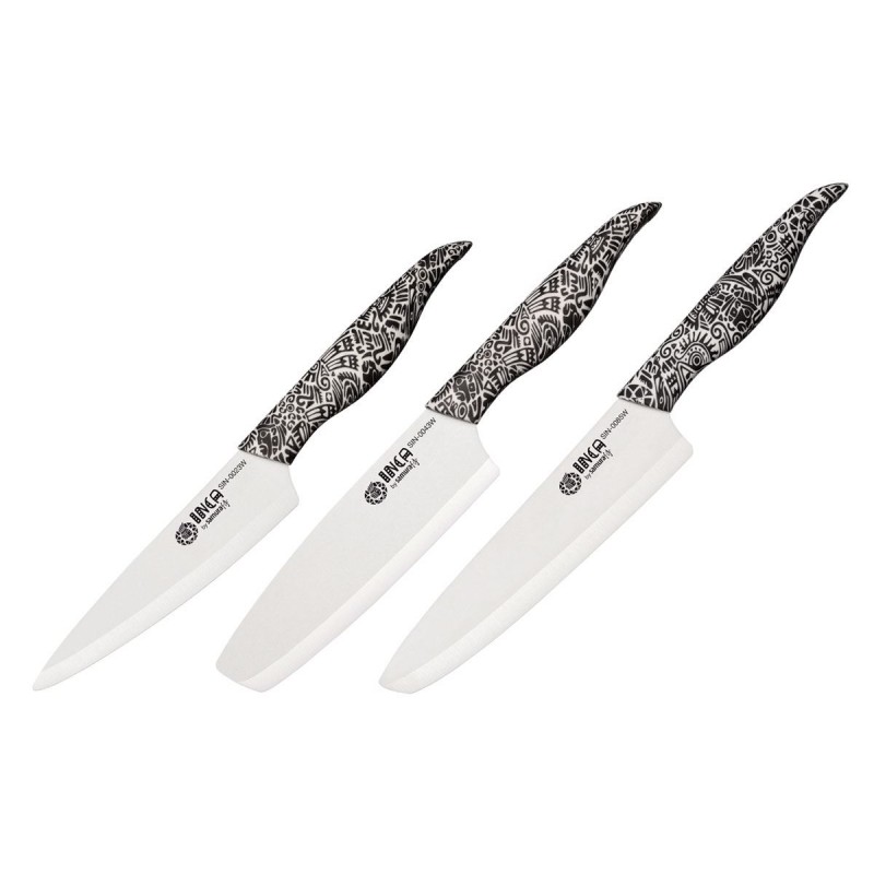Samura Inca with white ceramic blade, 3 pcs kitchen knife set