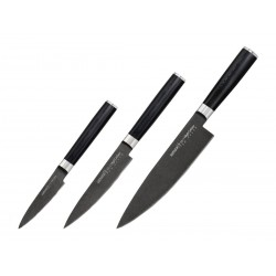 Samura MO-V Stonewash, zestaw 3 szt. (nóż szefa kuchni - nóż do filetowania - nóż do obierania)