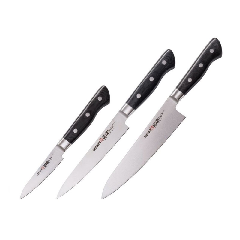 Samura PRO-S Set 3 Pezzi (Coltello da Chef – Coltello per filettare -Spelucchino)