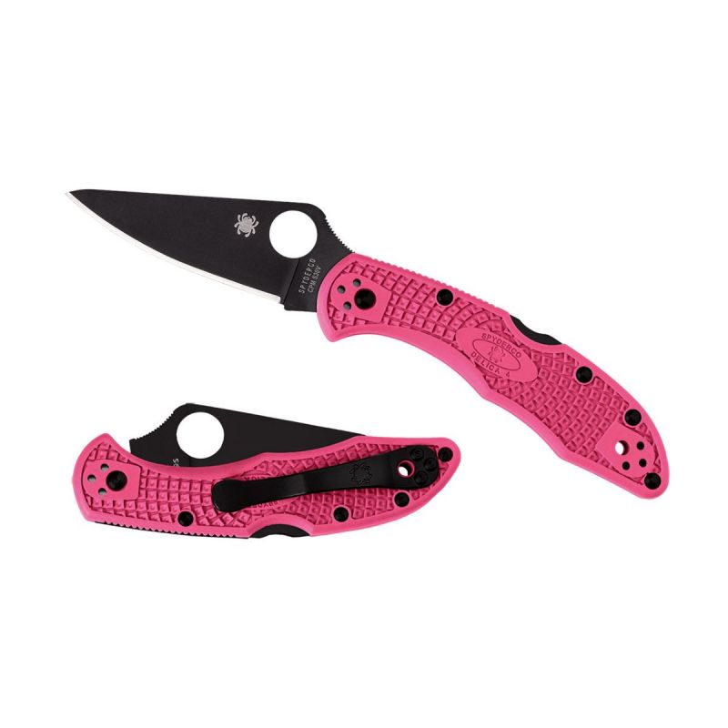 Spyderco Delica 4 Frn Pink Plain Black Blade C11FPPNS30VBK